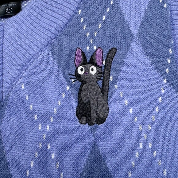 Studio Ghibli L Her Universe Kiki's Delivery Service Jiji Argyle Sweater Vest - Picture 4 of 5